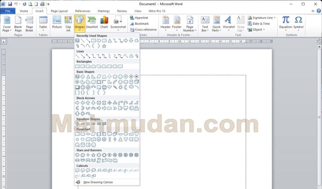 Menggambar Rumah dengan Word - Mudah dan Simpel 2 menggunakan Shapes