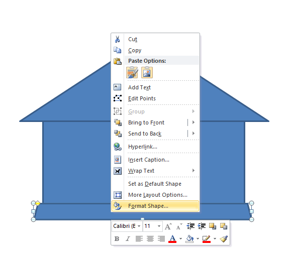Menggambar Rumah dengan Word - Mudah dan Simpel 13 menu pintasan format bentuk