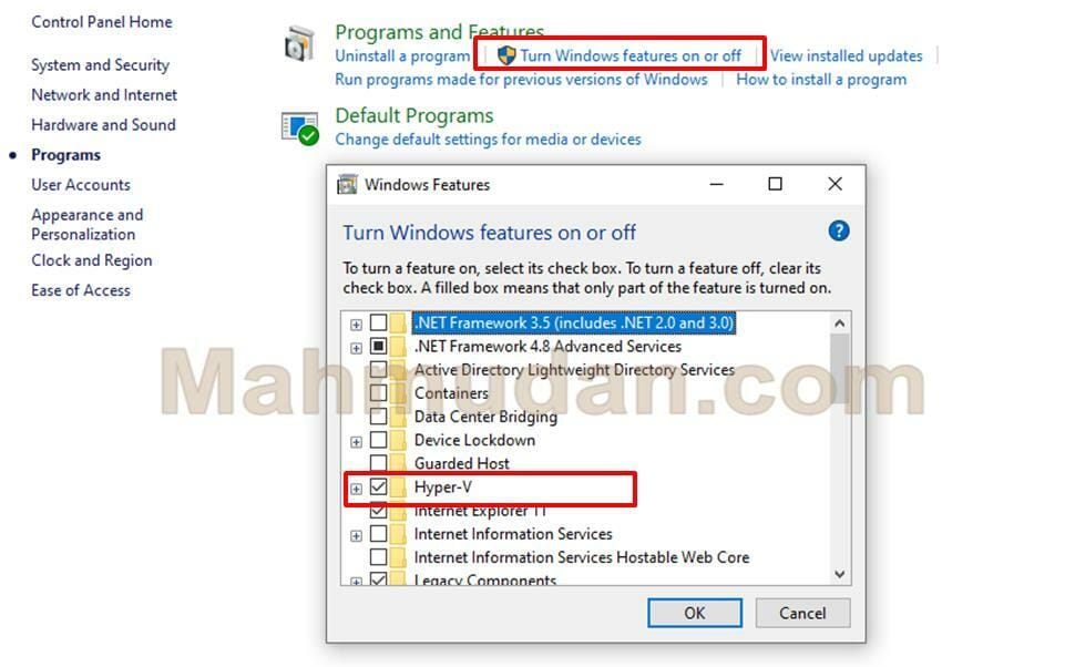 3 How to Enable Hyper-V in Windows 10/11 easily 3 aktifkan hyper-v via control panel