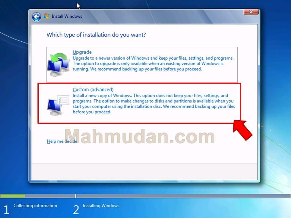 Cara Menginstal Windows 7 - Panduan Lengkap & Mudah 8 instal Custom (advanced)