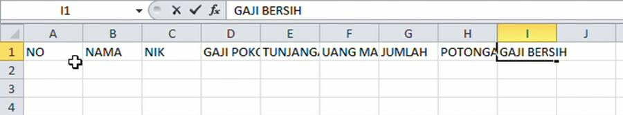 Practice Creating Tables in Excel for Beginners 2 mengisi sel judul kolom tabel di Excel