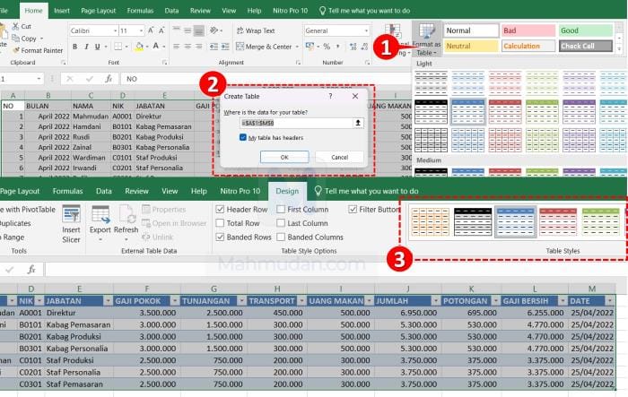 Practice Creating Tables in Excel for Beginners 5 membuat tabel di excel dengan format as table