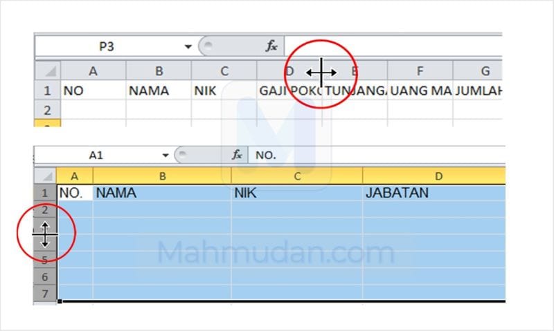 Practice Creating Tables in Excel for Beginners 3 Menyesuaikan lebar kolom dan tinggi baris tabel