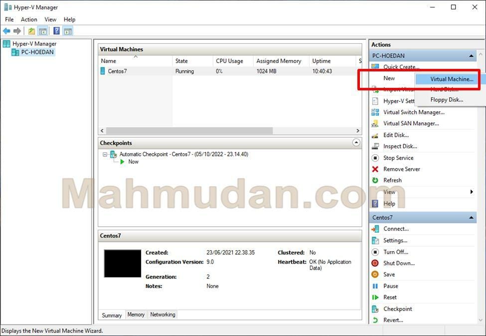How to Create a CentOS-7 Virtual Machine with Hyper-V 2 Hyper-V Manager