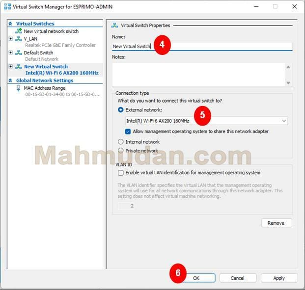 How to Create a CentOS-7 Virtual Machine with Hyper-V3 Menentukan properti Virtual Switch