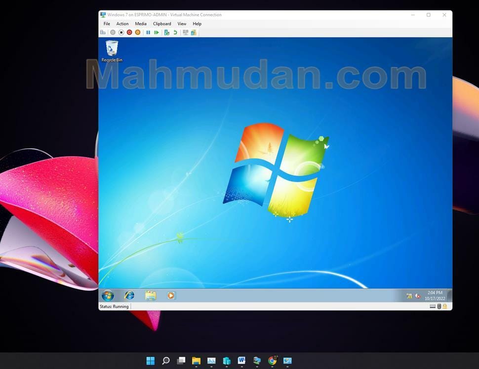 Cara Membuat Mesin Virtual Windows-7 dengan Hyper-V 21 mesin virtual windows-7 sedang berjalan