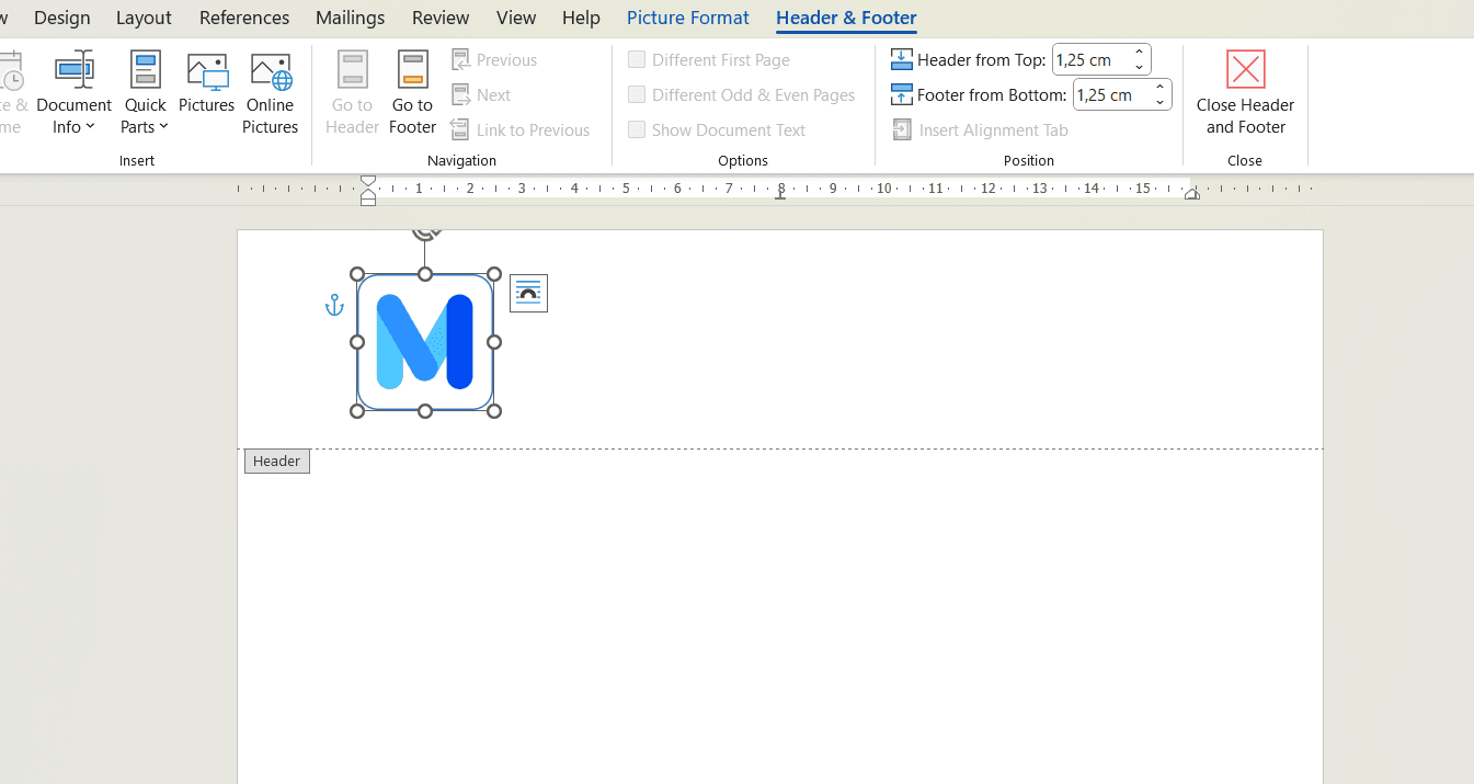 Cara Membuat Kop Surat di Word hanya Halaman 1 (5 Langkah Mudah) 3 masukkan logo ke header