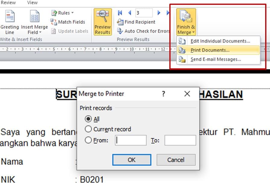 How to Create a Mail Merge Word with Excel Data TrSpecial Tricks1 mencetak data Mail Merge