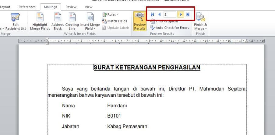 How to Create a Mail Merge Word with Excel Data TrSpecial Tricks menavigasi data Mail Merge