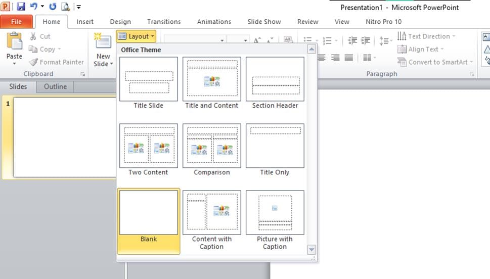 12 Panduan Dasar Membuat Presentasi PowerPoint Sederhana Tapi Menarik 2 Memilih slide kosong