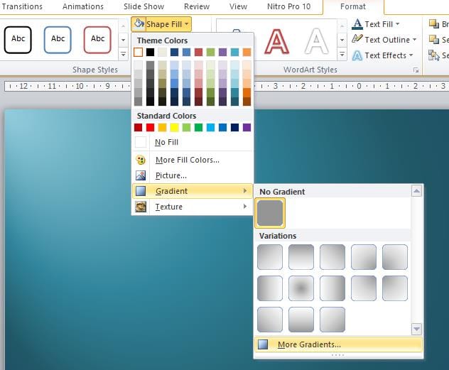 12 Panduan Dasar Membuat Presentasi PowerPoint Sederhana Tapi Menarik 7 Memilih gradient fill