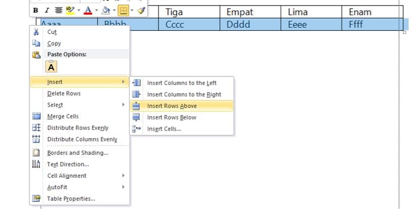 18 Panduan Lengkap Tabel di Word + Special Tricks 12 menambahkan baris