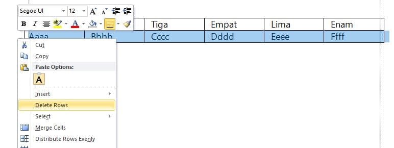 18 Panduan Lengkap Tabel di Word + Special Tricks 14 menghapus baris tabel