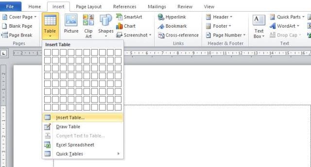 18 Panduan Lengkap Tabel di Word + Special Tricks 4 perintah insert table