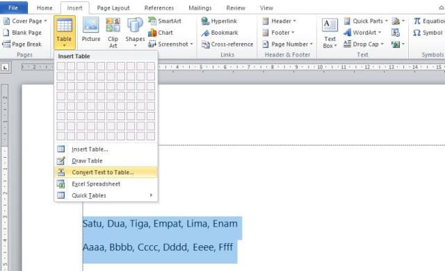 18 Panduan Lengkap Tabel di Word + Special Tricks 8 mengubah teks menjadi tabel