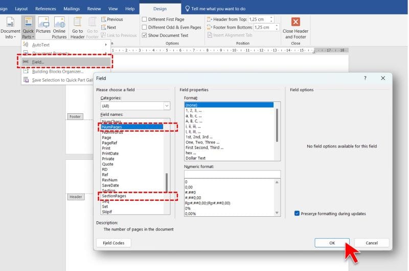 addGuide to Creating Page Numbers in Wordp 1Complete menambahkan bidang khusus di nomor halaman