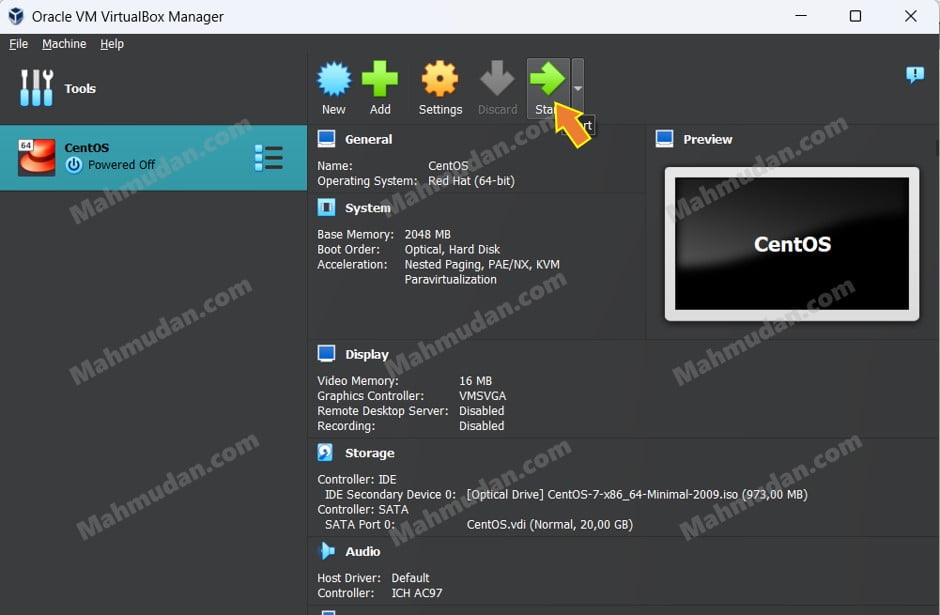 How to Create a CentOS Virtual Machine with VirtualBox on Windows 11 12 menjalankan mesin virtual