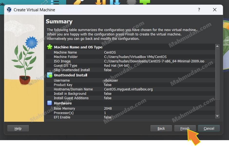 How to Create a CentOS Virtual Machine with VirtualBox on Windows 11 7 ringkasan konfigurasi mesin virtual