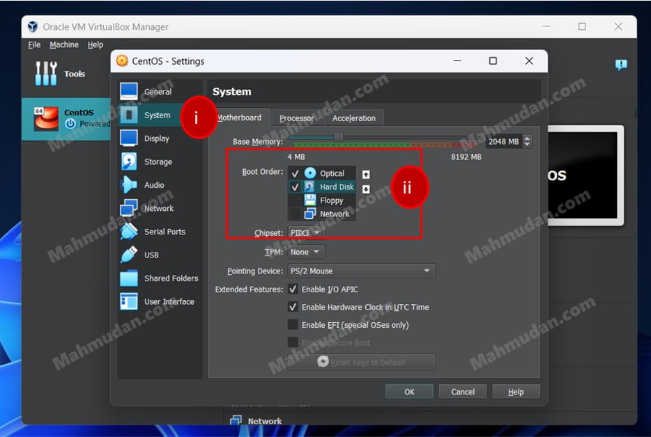 How to Create a CentOS Virtual Machine with VirtualBox on Windows 11 9 pengaturan boot