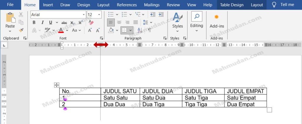 18 Panduan Lengkap Tabel di Word + Special Tricks 17 mengbah ukuran kolom tabel di word