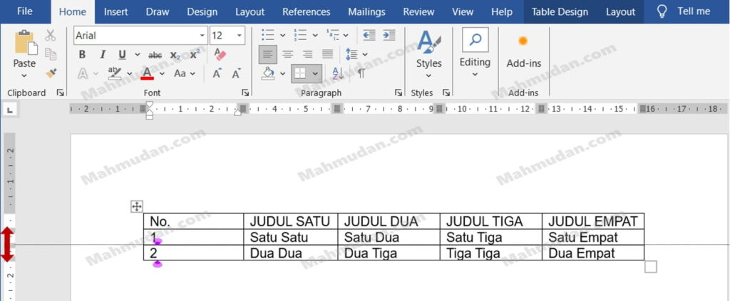 18 Panduan Lengkap Tabel di Word + Special Tricks 18 mengubah tinggi baris tabel di word