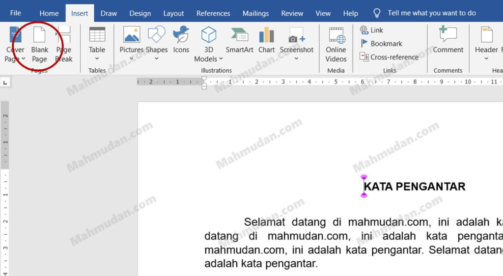 Cara Membuat Daftar Isi Otomatis di Word - 4 Poin Penting 5 menyisipkan halaman kosong