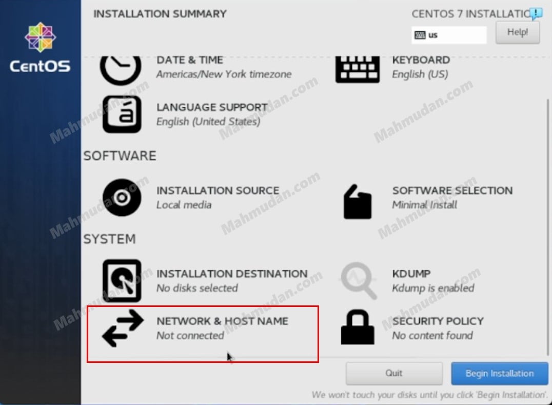 Cara Install CentOS 7 dengan Opsi Paling Sederhana 9 6. Pilih Jaringan 1