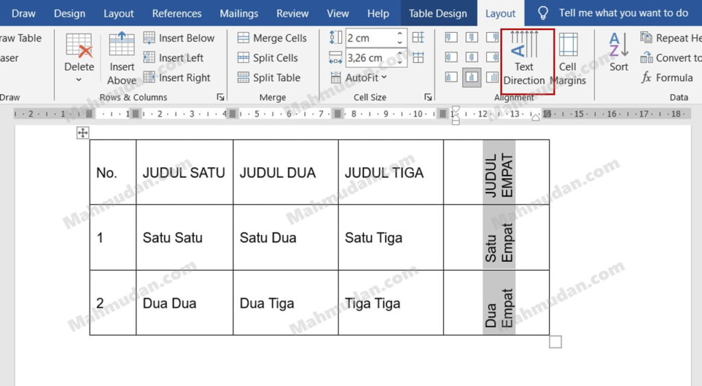 18 Panduan Lengkap Tabel di Word + Special Tricks 22 menetukan arah teks dalam tabel
