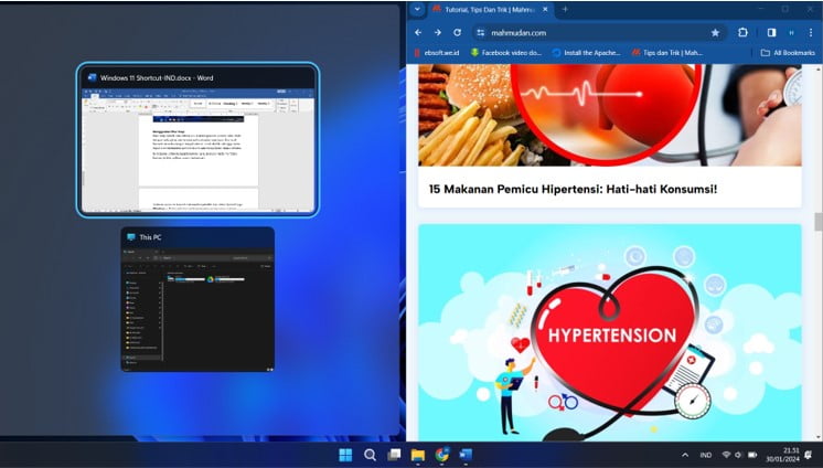 7 Pintasan Keyboard Windows-11 | Mudah dan Berguna 5 snap di Windows-11