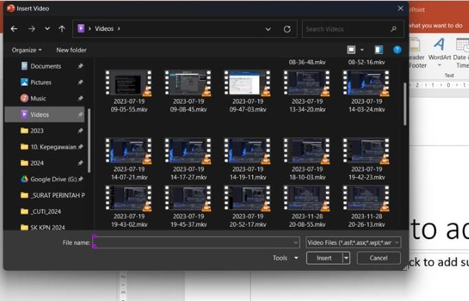 Playing Videos in PowerPoint - The normal way & Alternative 2 memilih video