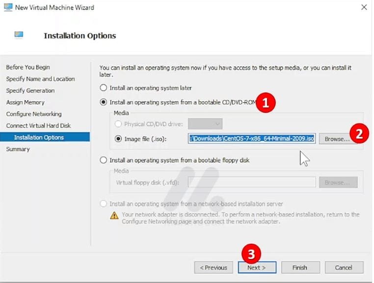 How to Create a CentOS-7 Virtual Machine with Hyper-V-V 9 menentukan pilihan instalasi