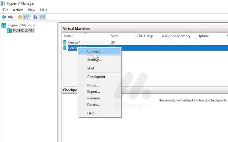 How to Create a CentOS-7 Virtual Machine with Hyper-V-V 18 menhubungkan mesin virtual CentOS-7