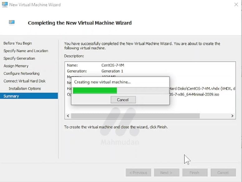 How to Create a CentOS-7 Virtual Machine with Hyper-VHyper-V 10 menyelesaikan pembuatan mesin virtual