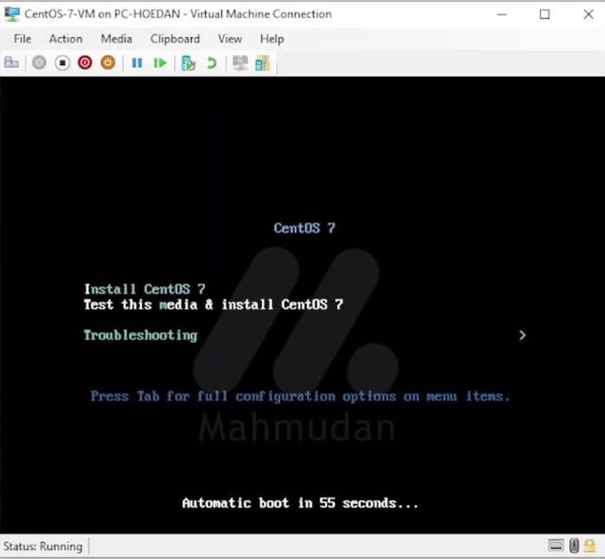 How to Create a CentOS-7 Virtual Machine with Hyper-Vstallation process mesin virtual CentOS-7 sedang berjalan untuk proses instalasi
