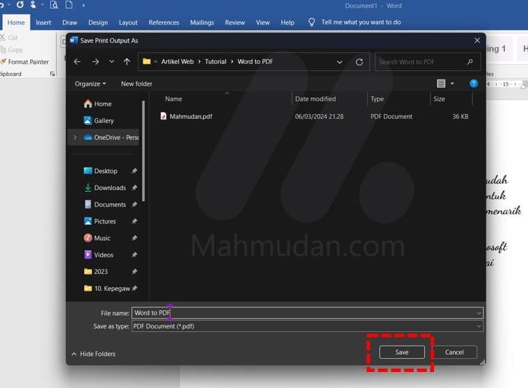 2 Cara Mengubah Excel atau Word ke PDF, Mudah tanpa Aplikasi 5 ubah dokumen Word menjadi PDF dengan Microsoft Print to PDF