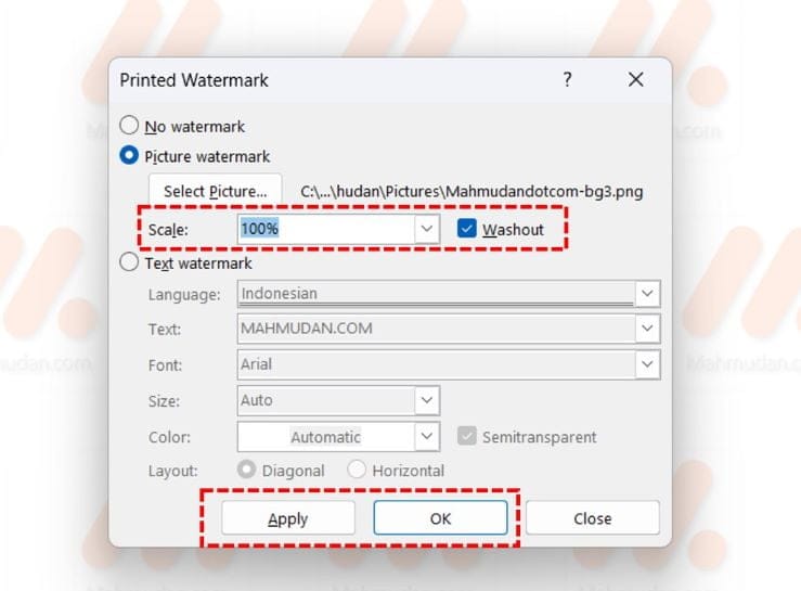 Watermark Word DocumentsateHow to Create and Delete Themusnya 7 mengatur skala gambar watermark di word