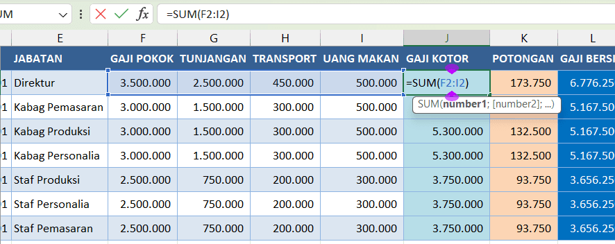 How to Create Excel Formulas - Amount, Less and times 3 cara membuat rumus Excel untuk penjumlahan menggunakan fungsi SUM