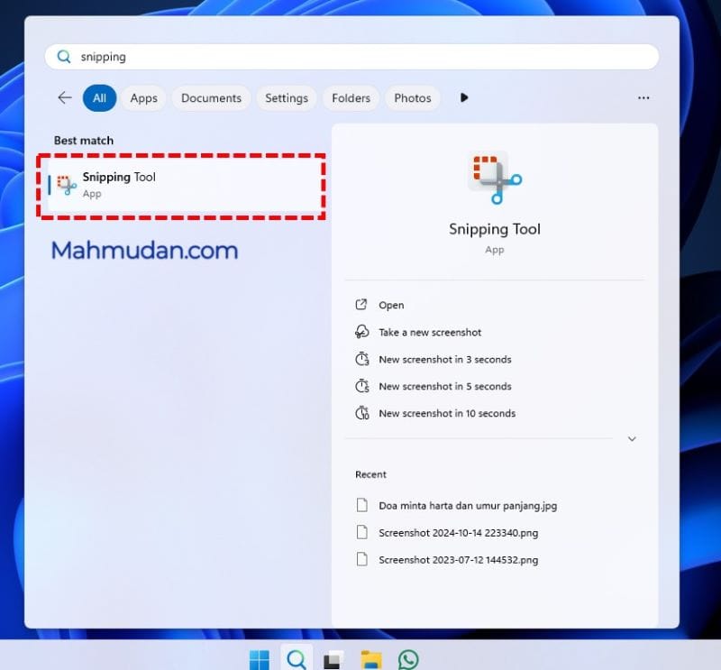 2 Cara Mudah Menyalin Teks dari Gambar di Windows 11 5 membuka snipping tools