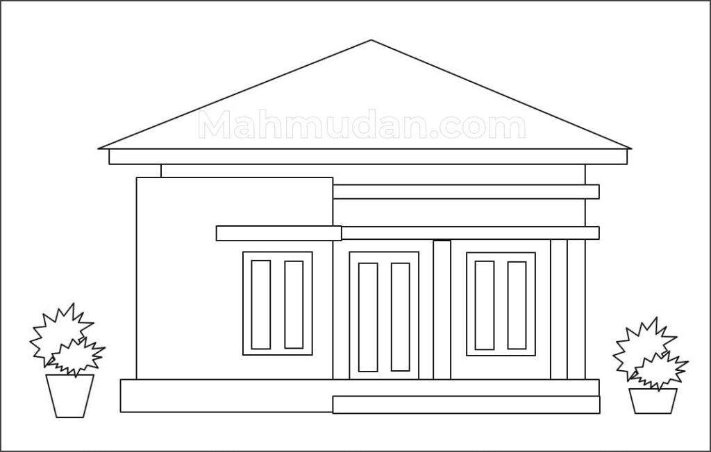 Free Simple House Images - 6 Kindergarten Coloring Materials 3 gambar rumah simpel polos 1- bahan mewarnai anak