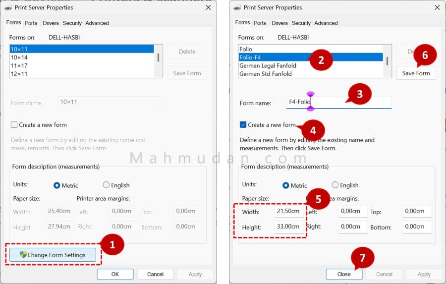 How to Add F4-Folio Paper Size (Word/Excel) - Various Printers 9 add f4 size Print server
